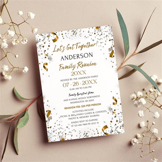Family Reunion Invitation Template, Dinner Invite, Get Together, Gatherings, Party Invitations CF020 - Etsy Canada