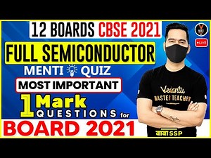 Most Important 1 Mark Questions Of Semiconductor Class 12 | Physics Class 12 Board Exam 2023