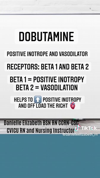 Critical Care Lesson of the day Dobutamine. #criticalcare #nurse #icu #nursesoftiktok #tiktoknurses #criticalcarenurse #nursing #nurselife #icunurse #icuintern #futureicunurse #criticalcarenurse #ccrnreview #intensivecare #anesthesia #crna #emergency #hospital #medstudent #nursingstudent #medical #nursesofinstagram #futurenurse #futurern #nurseinprogress