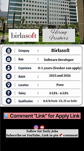 🚨 Birlasoft Hiring 2026 🔥 Software Developer Jobs | Freshers & Experienced ‪@OnlineStudy4u‬ #yt