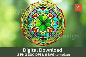Stained Glass Shamrock Wind Spinner SVG Template 10x10 & 8x8 Inch, Mandala Design for DIY Craft Decoration, Round Hanging Spinners - Etsy Canada