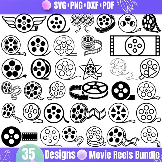 Movie Reel SVG Bundle | 35 Cinema Film Clipart Designs | Hollywood Vector Icons | Camera Tape Art | Film Industry - Etsy Canada