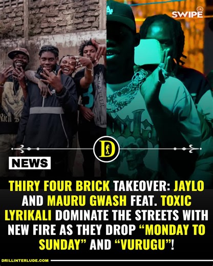 Members of the Thiry Four Brick collective have released two high energy tracks as Jaylo and Mauru Gwash continue to make waves in the Kenyan music scene. Jaylo leads the charge with his latest solo release titled Monday To Sunday, a track that showcases his consistent work ethic and rhythmic flow. Meanwhile, Mauru Gwash has collaborated with Toxic Lyrikali on the intense new single Vurugu, delivering a hard hitting performance that captures the raw energy their fanbase expects. These simultaneo