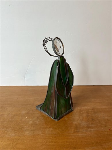 Stained Glass Angel Tea Light Holder: Marbled Emerald Green Candle Accent - Etsy