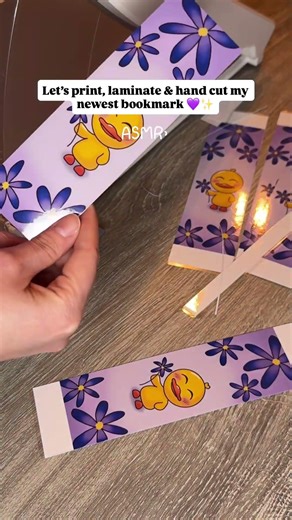 Let’s print, laminate and hand cut my newest bookmark 💜✨ #booktok #art