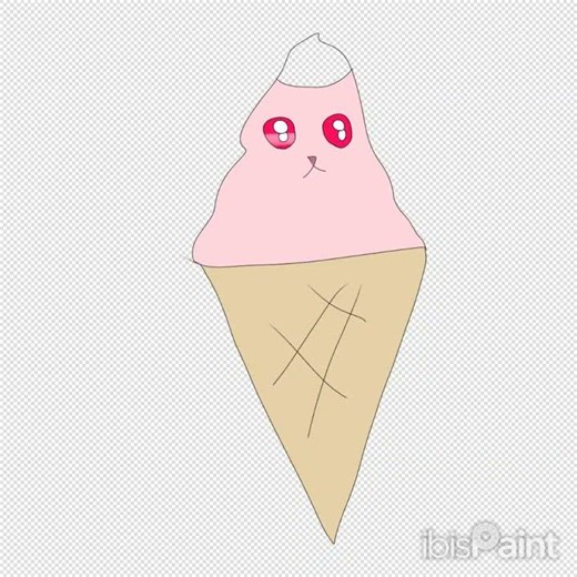 いちごソフトクリームミニキャラ#イラスト #いちご #ソフトクリーム #イラストメイキング #art #drawing #animation #アイビスペイント