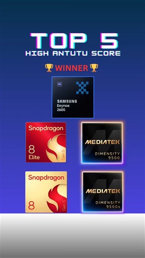 Top 5 powerful processor in mobile | Top 5 Mobile Chipsets 2026 | AnTuTu Scores 🔥 #shorts