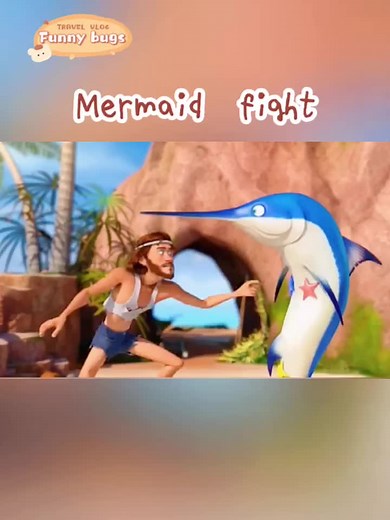 Mermaid fight. #3danimation #funnyvision #caretoon #animation