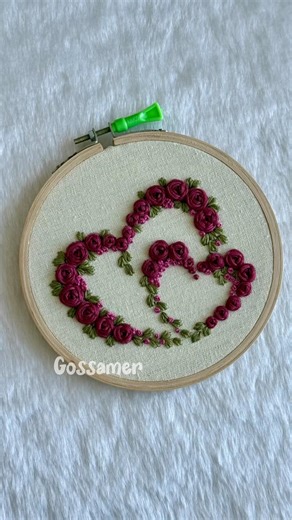 5 MINUTES EMBROIDERY!! Very Easy Hand Embroidery Heart Shape Flower Design For beginners❣️Gossamer