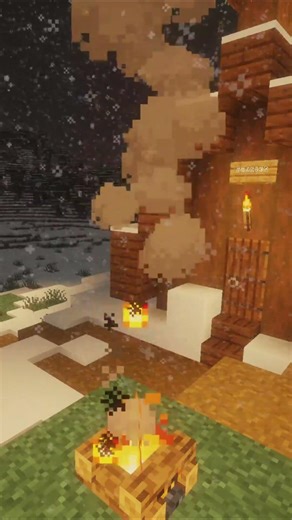 Relaxing Minecraft Snow Village Ambience with Campfire