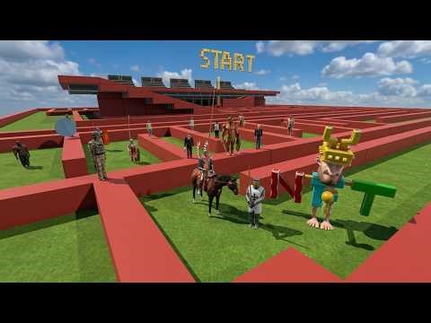 Deadly Maze Race! Modern Humans vs Ancient Humans – Who Escapes? 🧑‍🚀🪨🔥