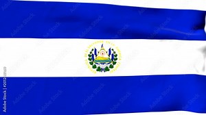 The waving flag of El Salvador opens up the view to the position of El Salvador on a colored world map