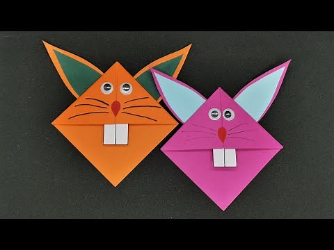 Origami Osterhase Lesezeichen basteln - DIY Easter Bunny Corner Bookmark