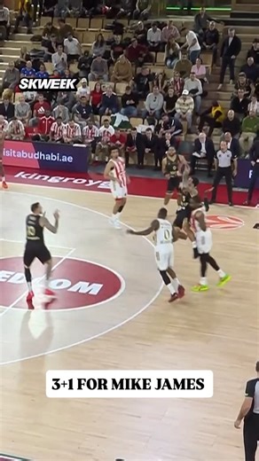 SKWEEK | Mike James knocks down the three and gets fouled for a 4 point play to start the fourth quarter against Red Star Belgrade 🔥🏀💥 | Instagram