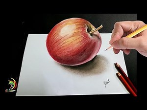 How To Draw Realistic Apple | 3d Drawing Of Apple - Very Easy With Soft Pastel Colors