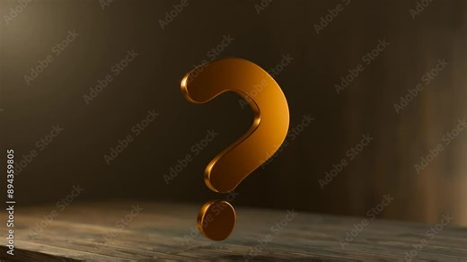 Puzzle concept. Ask a Question. The unknown. A golden question mark appears and rotates on a wooden surface. Search for business solutions. Answer to questions. Difficult task. Difficulties. Stock Video