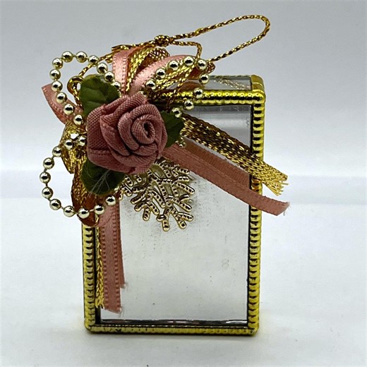 Vintage Mirrored Jewelry Box Gold Tone Trim Pink Fabric Rose Ribbon Trinket Case - Etsy