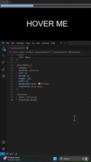 Amazing Hover Button Animation Using HTML & CSS | CSS Hover Effects Tutorial #coding #html