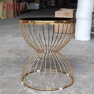 [Hot Item] Golden Stainless Steel Wire Base Coffee Table for Living Room