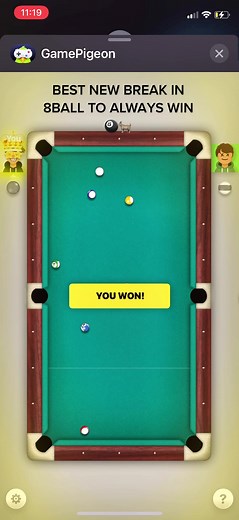 I always win🥇 #SpotifyWrapped #TheSplashDance #fypシ #viral #zxycba #imessage #pool #imessagepool #8ball #8ballpool #gamepigeon #8ballpooltrickshot #8