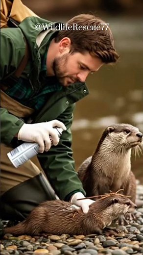 🦦 When Riverside Guardians Meet Human Compassion in Perfect Harmony #wildliferescue #riverotter