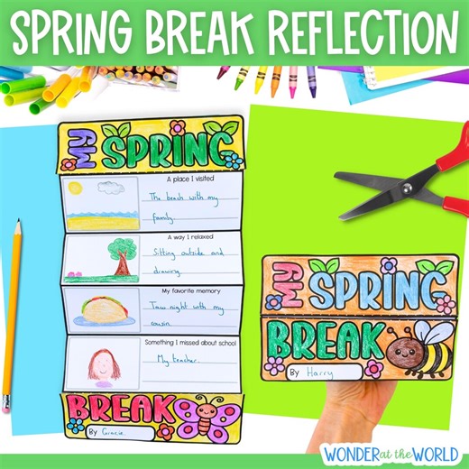 Back From Spring Break, Reflection Writing Prompts Craft Activity PDF - Etsy