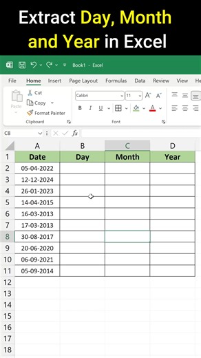 71K views · 922 reactions | Exel Interview Question | Extract Day Month and Year from Date in Excel #excel #exceltips #exceltutorial #msexcel #reels | STP Computer Education | Facebook