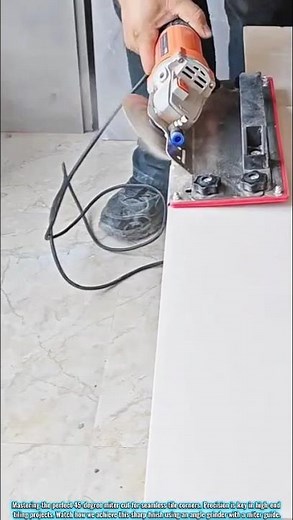 How to Make a Perfect 45-Degree Miter Cut on Tiles #Tools#Machine #Construction #Diy #craftsmanship