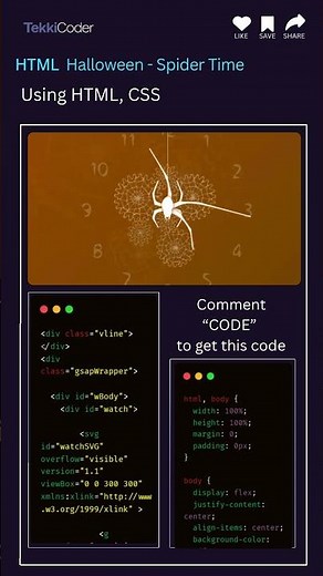 🎃 Halloween Spider Time Clock Animation using HTML & CSS | Creepy UI Design 2025 🕷️ #webdesign