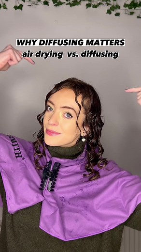 air drying vs. diffusing my curls 📣👀 the difference shows why I NEVER choose to air dry my curls 💨 👉 here I’m using the NEW (at least for those in the U.K.) @curlsmith_official Defrizzion Dryer XXL Diffuser attachment! the 8 inch diffuser bowl is HUGE 🛸 👀 FIRST: PROTECTION 🛡️ 👉 here I used the @curlsmith_official miracle shield - which offers UV and heat protection of up to 230c 🔥🧯 👉 I spray this across all my hair, making sure not to miss any sections 👀 DIFFUSING (two methods) 👉 me