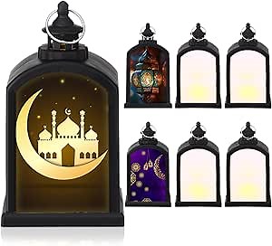 Baquler 6 Pcs Christmas Candle Lanterns Sublimation Candle Lantern Mini Blank LED Hanging Lantern for Halloween Christmas Gifts Home Indoor Outdoor Decor Craft(Black)