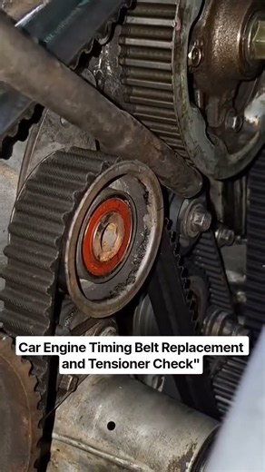 Car Engine Timing Belt Replacement and Tensioner Check"