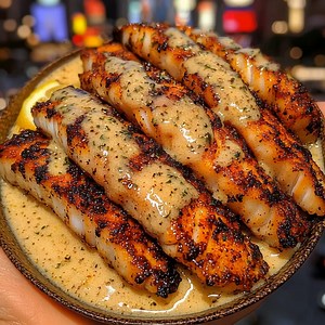 Garlic Butter Cod Strips with Lemon Sauce (Full recipe in 💬) | Lora Chef