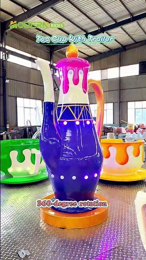 Coffee Cup Ride with Trailer | Portable Spinning Tea Cup Amusement Ride