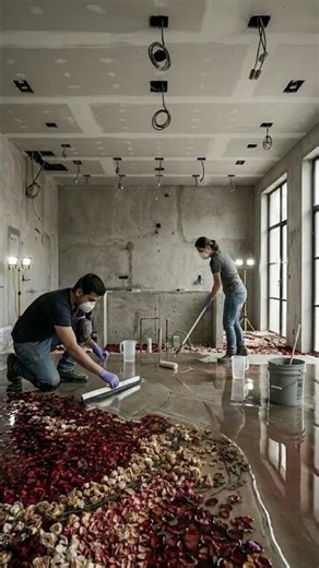 😱 Turning a Cracked Floor into a ROMANTIC Floral Masterpiece! 🌹✨ #shorts