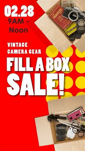 The Shutterbug Camera Stores on Instagram: "GET STOKED !! We’re opening up our STOKES collection and letting YOU go wild! ✨ Get STOKED Fill-A-Box Vintage Camera Sale ✨ 📅 February 28th ⏰ 9:00 AM – 12:00 PM 📍 Shutterbug Offices 24138 13th St. SE Salem Here’s how it works You choose a box size The box price = what items you can shop for ($10, $25, etc, and some pre-marked items !!) Then you fill it up with vintage camera goodness! Inside you’ll find a HUGE mix of: 📸 vintage cameras & SLRs 🔍 len