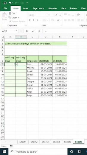 Calculate Working Days Between Two Dates in Excel | NETWORKDAYS Formula