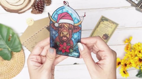 Funny Christmas Ornaments - Highland Cow Ornament - Highland Cow Gifts - Christmas Ornament 2025 - Vintage Farmhouse Christmas Ornament - White Elephant Gifts - Xmas Tree Funny Decoration