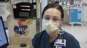 What's it like as a nurse in the Emergency Department at night during the current COVID-19 surge? Its nursing shift manager Bridget Ferrigan, RN, describes the current situation. "When you come in by ambulance, that doesn't guarantee you're getting a bed," she says. "Because we still have to take the sickest patients first." | The University of Kansas Health System
