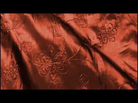 Embroidered Faux Silk Bronze Discount Drapery Fabric