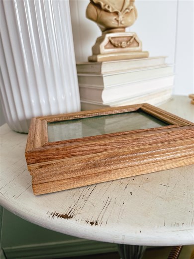 Vintage wood storage box, trinket box, Primitive Home Decor, rustic wood box, small decorative hinged box with art display window on top