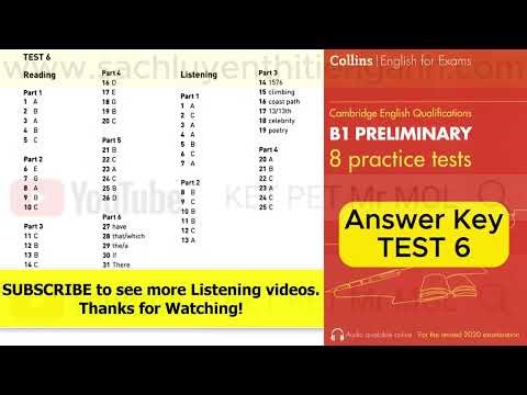 ANSWERS KEY | PET Listening - COLLINS B1 Preliminary TEST 1,2,3,4,5,6,7,8 with KET PET Mr Mol