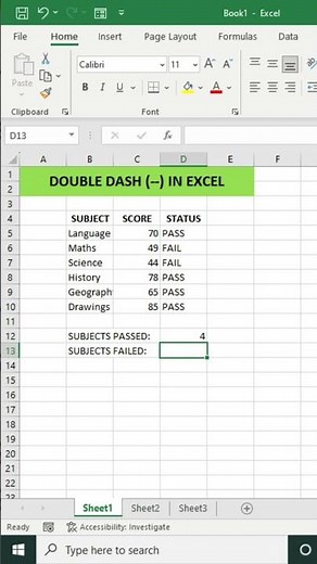 USING DOUBLE DASH IN EXCEL #excelshorts #doubledash #tutorials
