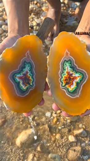 “Hold on… this was just a normal river rock… but look what was hiding inside!”