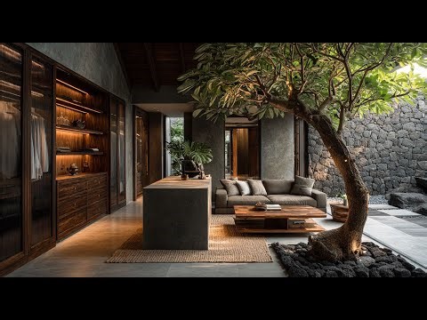 Modern Tropical Interior Design with Wood, Stone & Rattan