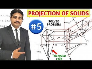 PROJECTION OF SOLIDS SOLVED PROBLEM 5 IN HINDI IN ENGINEERING DRAWING ‪@TIKLESACADEMYOFMATHS‬