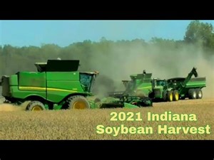 TWO JOHN DEERE S690 COMBINES HARVESTING SOYBEANS 2021 FALL HARVEST