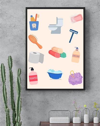 Kids Bathroom Art Print: Fun Bathroom Icons (digital Download) - Etsy