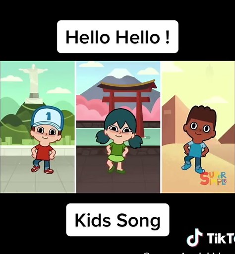 Hello Hello! #songsforkids #kidssongs #4up #foryoupage #kidsoftiktok #nursery #kids #fyp #nurseryrhymes #cocomelon #hellohello