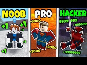 NOOB vs PRO vs HACKER *FUNNY* (Roblox Super Power Training Simulator Version)